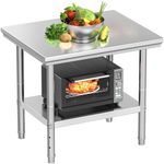 YITAHOME Stainless Steel Table, 30" X 24" Work Table, 2 Shelves Metal Table Prep Table for Home Kitchen Restaurant Garage Warehouse Outdoor
