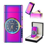 SKRFIRE Electric Lighter Double Arc Plasma Lighter, Rechargeable Lighter with Battery Display Indication Cool Lighter Revolve with Gift Box for Friends, Family, Candles(color)