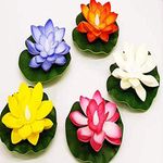 Jamboree!!! Pack of 6, Mixed Color Lotus-Warm White LED, Water Floating Lily Flower, Flower Night Lamp for Pool Garden Fish Tank Wedding Or Party Decoration