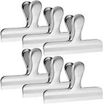 6 Pack Stainless Steel Chip Bag Clips, 4.7 inch Width, DanziX Big Paper Seal Grip for Coffee Food Bread Bags, Kitchen Home Office Usage - Sliver