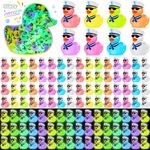 RoundFunny 200 Pcs Mini Resin Cruise Duck Bulk with Sunglasses Glow in The Dark Tiny Colorful Sailing Resin Car Ducks Miniature Figures Accessories for Micro Landscape Garden Dollhouse Potted Decor