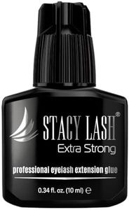 Extra Strong Eyelash Extension Glue Stacy Lash (0.34 fl.oz / 10 ml) / 0.5-1 Sec Dry/Retention – 8 Weeks/Black Adhesive/Professional Supplies
