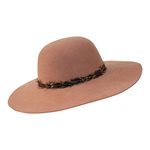 Borges & Scott B&S Premium Julia Boa - Wide Brim Ladies Hat - 100% Wool Felt with Feather Trim - Water Resistant - Caramel 58