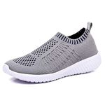 TIOSEBON Women's Athletic Walking Shoes Slip on Casual Mesh Sneakers Gray 8 US Wide