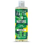 Faith In Nature Natural Lemon & Tea Tree Shampoo, Refreshing, Vegan & Cruelty Free, No SLS or Parabens, For Normal to Oily Hair, 400ml