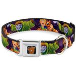 Buckle-Down Seatbelt Buckle Dog Collar - Scooby & Shaggy Hugging w/Werewolf Man Purple - 1" Wide - Fits 11-17" Neck - Medium