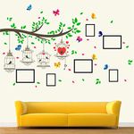 StickMe 'Family Photo - Frame - Tree - Birds Cage - Butterfly - Wall Sticker ' -SM636 (Multi Colour, Vinyl - 150cm X 100 cm)