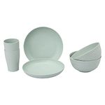 IRIDA NATURALS Wheat Straw Unbreakable Plates Dinnerware 6 Pcs Set, (Mint Green) Lightweight and Eco Friendly Freezer, Dishwasher & Microwave Safe Cups, Plates and Bowls Set for Snacks, Meal etc