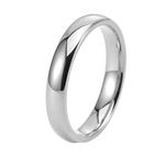 Epinki Promise Ring, 4MM Mens Womens Tungsten Ring Silver Polished Wedding Ring Band Size P 1/2