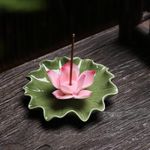 Lotus Ceramic Incense Holder for Sticks,Incense Burner Holder Bowl,Lotus Flower Decor for Witchy Affordable Home Decor,Spiritual,Hindu,Relaxing Room Decor,Buddhist Decor,Goth Home Essentials (A)