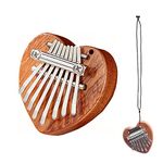 LZTIAN 8 Key Mini Kalimba Thumb Piano with Black Lanyard Finger Percussion Keyboard Mahogany Body Mini Finger Thumb Piano Good Accessory Pendant Gift for Music Fans Kids Adults Beginner