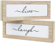 EXCELLO GLOBAL PRODUCTS Light Wood Shadow Box Signs, Live & Laugh, 2/Pack