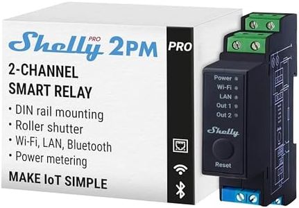 Shelly Pro 2PM | WiFi, LAN & Bluetooth 2-Channel Smart Relay Switch with Power Measurement | Home & Building Automation | Compatible with Alexa & Google Home | iOS Android App | Remote Device Control