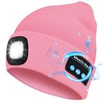 Gifts for Men Women Dad, Bluetooth Beanie Hats with Headlight，Unisex Rechargable LED Beanie with Headphones