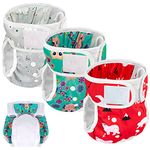 SlowTon Reusable Dog Diapers Female - 3 Pack Washable Female Dog Diapers for Heat with Adjustable Buttons, Super-Absorbent for Puppy Pets Period Excitable Urination Incontinence(Animal-2,Small)