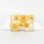 PRET HOMES Napkin Holder Unique Handmade Design Stainless Steel Base | Tissue Paper Holder, Stand for Dining Table, Restaurants, Kitchen & Office Use (Yellow Flower)