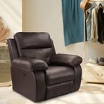 Little NAP Versatil Soft Leatherette Single Motorized Standard Recliner | Padded 1 Seater Aaram Sofa | Relaxing Chair for Home Office Living Bed Room | 3 Year Warranty | Brown