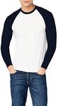 Fruit of the Loom Men's Baseball Classic Long Sleeve T-Shirt, White/Navy, XL