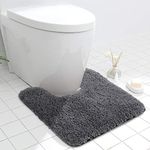 Seavish Luxury Grey Contour Bath Rug, 19.5 X 19.5 Inches Shaggy Bathroom Rugs,Non Slip Efficient Water Absorbent Machine Washable Tufted Bath Mat Microfiber Soft Thick Plush U-Shaped Toilet Mat