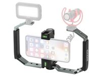 Movo SPR-5 Metal Smartphone Video Rig Grip with Rotating Phone Clamp for Vertical or Horizontal Shooting, Mounts for Microphone and Light - Video Stabilizer Cage with Tripod Mount for iPhone, Android