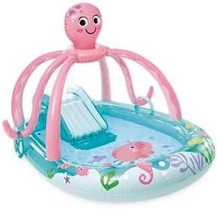INTEX Friendly Octopus Inflatable Kiddie Pool: Inflatable Kids Pool with Water Sprayer and Slide – Splash Pad – 92" x 72" x 59" – Ages 3+