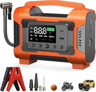 HIPOM Jump Starter with Air Compressor, Car Battery Jump Starter 150PSI Tire Inflator, Battery Jumper Starter Portable Jump Box, 12V Portable Car Jump Starter for 9L Gas & 7L Diesel Engines
