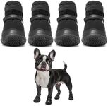 Hcpet Dog Shoes for Small Dogs, Puppy Dog Boots & Paw Protectors for Winter Snowy, Summer Hot Pavement, Outdoor Walking Adjustable Small Dog Shoes, Indoor Hardfloors Anti Slip Dog Booties Black 3