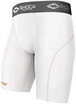 Shock Doctor Compression Shorts with Cup Pocket. Athletic Supporter Underwear with Pocket (Cup NOT Included) Adult White