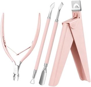Melodysusie 4 in 1 Acrylic Nail Clippers Set, with Cuticle Trimmer and Dual-Ended Cuticle Pusher Remover, Stainless Steel Acrylic Nail Cutter Set, Pedicure Manicure Acrylic Nail Tools for Home Salon
