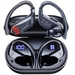 Wireless Earbuds Bluetooth 5.3 HiFi Stereo Headphones ENC Noise Cancelling Mic Sports Ear Buds, 120Hrs Playtime Dual LED Display Wireless Headphones IPX7 Waterproof with Earhooks for Running/Workout