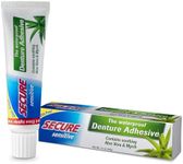 Secure Sensitive Gums Waterproof Denture Adhesive Zinc Free with Aloe Vera & Myrrh - Extra Strong 12 Hour Hold - 1.4 oz