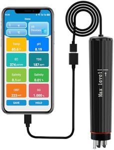 Kactoily 7-in-1 Smart Bluetooth Water Tester, Portable Digital pH/TDS/EC/ORP/Temperature/Salt/SG Meter with App Alert, Ideal for Pool/Aquarium/Hydroponics/Pond