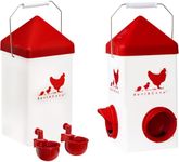 RentACoop Chick2Chicken 5lb 2-Port Feeder and 1-Gal Small Cage Waterer Set - Suitable for Chicks, Chickens, Pigeons, Quail, Game Birds
