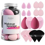 DUAIU 16 PCS Makeup Sponges Set, Beauty Blenders & Powder Puffs for Foundation, Cream, Powder, Face Makeup Sponge Kit with Blender, Triangle Puff and Mini Make up Sponges for Wet Dry Use (Pink)
