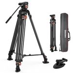 Desview Video Tripod 76 inch/193cm, Aluminium Alloy Camera Tripod with One-step Locking, 75mm Bowl Base, 360° Fluid Head and Quick Release Plate for DSLR, Camcorders, Cameras, 10KG Load Capacity