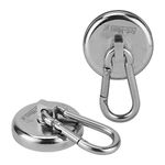 Ant Mag Magnetic Hooks 63KG (140LBS) Heavy Duty Neodymium Magnet with Swiveling Carabiner Magnet Snap Hook for Indoor/Outdoor Hanging Bag Kitchen Garage Magnet Type Cruise Ship Magnetic Hook