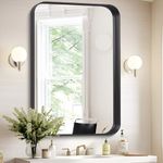 CILIBER Bathroom Mirror, 24x36 inch Wall Mirror, Matte Black Vanity Mirror, Rectangle Mirror Rounded Corner with Deep Notches Wall Mounted for Bathroom, Entryway and Living Room (Horizontal/Vertical)