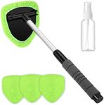 Lyzucf Extendable Window Cleaner Kit with Microfiber Pads for Car (Green)