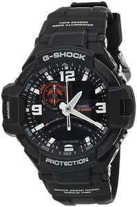 CASIO Men's G-Shock Gravity Analog and Digital Watch, Red/Black/White Dial, Black Band