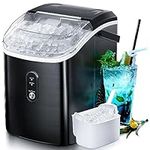 Nugget Countertop Ice Maker with Soft Chewable Pellet Ice, Pebble Portable Ice Machine, 34lbs Per Day, Self-Cleaning, Sonic Ice, One-Click Operation, for Kitchen,Office Stainless Steel Black