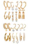 Shining Diva Fashion 18 Pairs Gold Plated Combo Set Latest Stylish Earrings for Women and Girls (Gold) (rrsdcmb297_12789_12906)