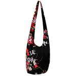 WITERY Women's Cotton Sling Crossbody Shoulder Bag-Handmade Large Hippie Bag with Zippered Closure, Ethnic Boho Crossbody Bag Shoulder Bag Wallet for Shopping & Traveling