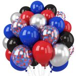 Red Blue Black Balloon, 12 Inch Matte Red Black and Royal Blue Latex Balloon with Confetti Balloons for Spider Theme Birthday Party Kids Boys Baby Shower Party Decorations