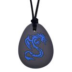 Munchables Sensory Chew Necklace Dragon for Boys Chewelry (Navy/Black)