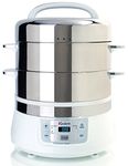 Euro Cuisine FS2500 Electric Food Steamer, Versatile Vegetable Steamer & Steam Cooker Ideal for Fish, Veggie, Meat, Stainless Steel 1200 Watts