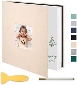 Self Adhesive Scrapbook Photo Album Large Pages Linen Scrap Book Holds 2x3 4x6 5x7 8x10 Photos for Wedding, Baby, Family, Graduation, Vacation Beige