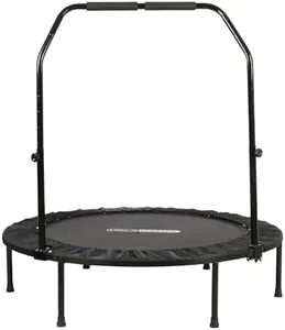 HolaHatha Portable Foldable Mini Trampoline Fitness Rebounder with 5 Level Adjustable Handle, Supports up to 440 Pounds, 48-Inch, Black