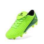 DREAM PAIRS Boys Girls Outdoor Soccer Cleats Football Shoes, Neon/Green/Black, 6 Big Kid