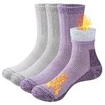 YUEDGE Womens Merino Wool Thermal Socks Cozy Fleece Warm Socks Winter Thermal Hiking Boot Socks For Women Size 9-11, 2 Pairs