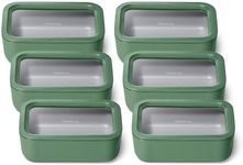 Caraway Glass Food Storage – Meal Prep Bundle – 6 Medium (6.6 Cup) Food Containers - Ceramic Coated - Non Toxic, Non Stick Containers with Glass Lids - Microwave Safe - Sage